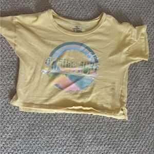 O'Neill Yellow Girls Surf Graphic Tee with Pastel Rainbow